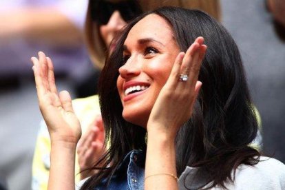 Meghan Markle anima a Serena Williams en la final del Us Open de Nueva York.-AFP