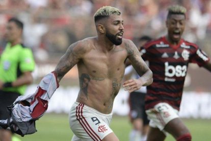Gabriel Barbosa, Gabigol, celebra después de marcar el tanto decisivo para Flamengo / ERNESTO BENAVIDES (AFP)-AFP / ERNESTO BENAVIDES