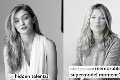 Gigi Hadid y Kate Moss posan juntas por primera vez para la colección primaveral de Stuart Weitzman.-EL PERIÓDICO