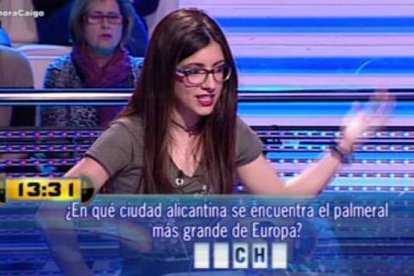 Momento en que Valeria no supo responder a la pregunta del programa 'Ahora caigo' (Antena 3).-TWITTER / ANTENA 3