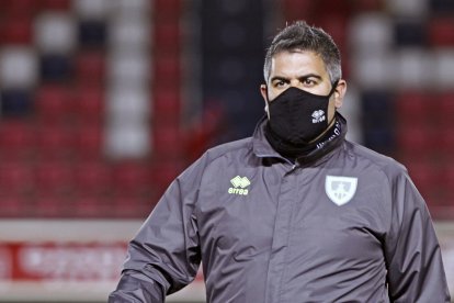 Álex Huerta en la sala de prensa del campo de Los Pajaritos . Mario Tejedor