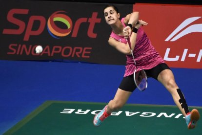 Carolina Marín, durante el partido contra la india Sindhu, el viernes.-ROSLAN RAHMAN