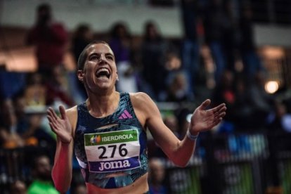 Marta Pérez tras proclamarse campeona de España de los 3.000 el pasado sábado. RFEA