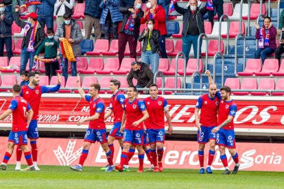 El Numancia tiene en su mano lograr el ascenso directo a Primera RFEF. MARIO TEJEDOR