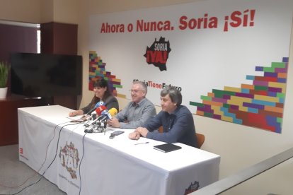 García, Ceña y Palomar en la rueda de prensa. V. F. M.