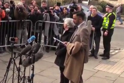 Ponsatí, esta mañana, hablando a la prensa en Edimburgo-EFE