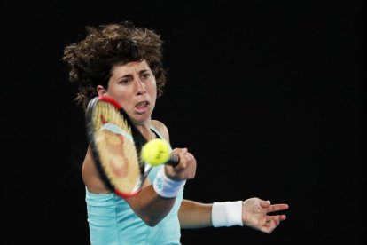 Carla Suarez, durante el partido de cuartos de final.-/ ISSEI KATO (REUTERS)