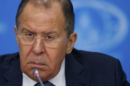 El ministro de Exteriores ruso Lavrov durante su rueda de prensa.-IVAN SEKRETAREV / AP