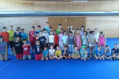 Los chavales que durante esta semana están participando en la ludoteca de ajedrez en Almazán.-D.S.