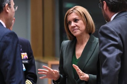 La ministra de Defensa, María Dolores de Copedal, en una cumbre en Bruselas, esta semana.-EMMANUEL DUNAND (AFP)