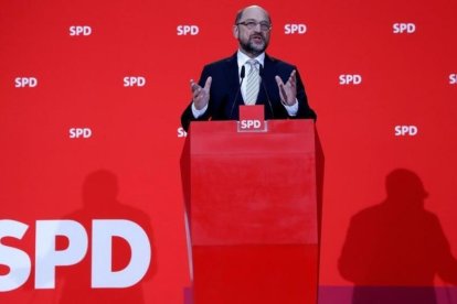 Martin Schulz ofrece una rueda de prensa en Berlín.-EFE / FELIPE TRUEBA