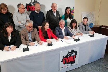 La cúpula de Soria Ya durante su comparecencia el pasado miércoles. HDS