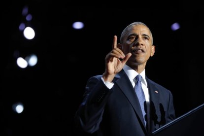 Barack Obama, durante su discurso de despedida en Chicago.-AP / PABLO MARTÍNEZ MONSIVAIS