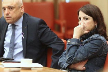 La portavoz parlamentaria del PSOE, Adriana Lastra, durante la Diputación Permanente del Congreso, este miércoles.-EDUARDO PARRA / EUROPA PRESS