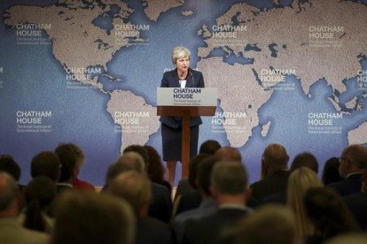 Theresa May, en su último discurso en Londres.-AP / HENRY NICHOLLS