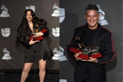 Rosalía y Alejandro Sanz brillaron en la 20 entrega de los Grammy Latinos.-GETTY IMAGES