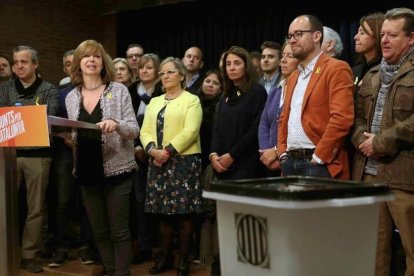 Meritxell Borràs, en su primer acto público tras su excarcelación, este sábado en La Garriga.-TONI ALBIR (ACN)