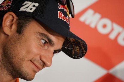 Dani Pedrosa, en la conferencia de prensa de hoy en Assen (Holanda).-ALEJANDRO CERESUELA