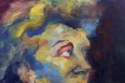 Elvira Gascón (1911-2000), por Amparo Climent, acrílico sobre, 33 x 33 cm, 2014.-J.A.G.B.