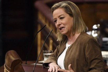 Ana Oramas, en el Congreso, tras anunciar su voto negativo a Pedro Sánchez-PIERRE-PHILIPPE MARCOU AFP