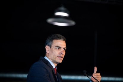 El presidente del Gobierno, Pedro Sánchez, en su intervención el viernes en la Feria Presura. GONZALO MONTESEGURO