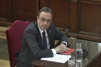 Josep Rull, durante el interrogatorio de la fiscalía en el juicio del ’procés’, el pasado 29 de febrero.-TRIBUNAL SUPREMO