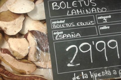 Precio del kilo del Boletus Edulis ayer en una gran superficie de Zaragoza. / ALFREDO ANDRÉS-