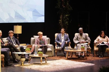 Leal, Torrebadella, Oumarou y Carrillo en una de las mesa de debate de ayer.-LUIS ÁNGEL TEJEDOR