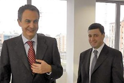 Zapatero y Enrique Martínez, en la visita del presidente a la obra Inteco.-E. M.