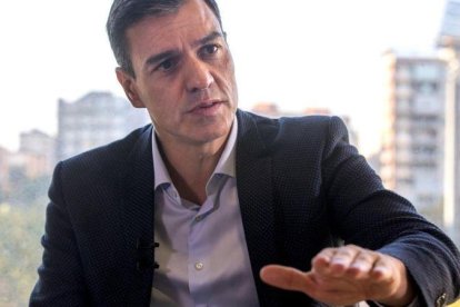 Pedro Sánchez, durante la entrevista.-FERNANDO BUSTAMANTE