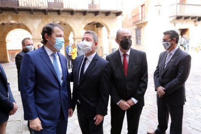 Los presidentes autonómicos Mañueco, Page y Lambán en una cumbre entre las tres Comunidades. HDS