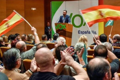 Santiago Abascal, en un acto reciente de su partido en Bilbao.-EFE MIGUEL TONA