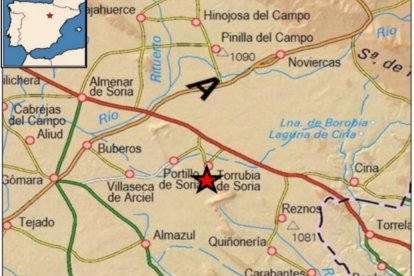 Ubicación del terremoto de Torrubia en la infografía del Instituto Geográfico Nacional. HDS