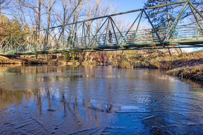 El Río Duero helado en las zonas de umbría. MARIO TEJEDOR