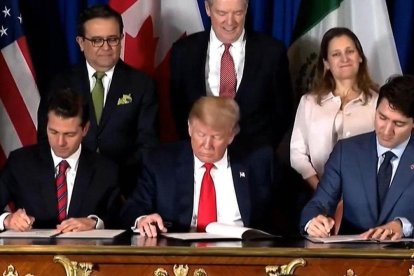 Peña Nieto, Trump y Trudeau reafirman el acuerdo-