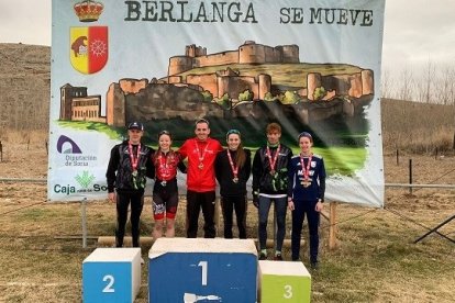 Imagen de los ganadores del Duatlón de Berlanga de Duero. HDS