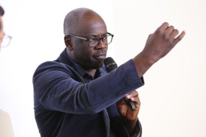 Thuram, durante la conferencia.-FUNDACIÓ BARÇA