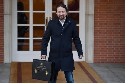 Pablo Iglesias, a su llegada a la Moncloa.-PIERRE-PHILIPPE MARCOU / AFP