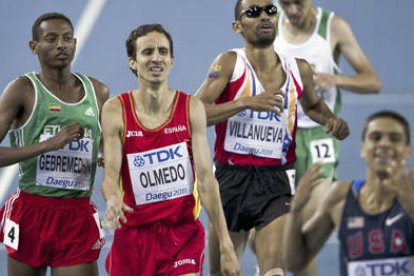 Manuel Olmedo al cruzar la meta como cuarto del Mundial. -