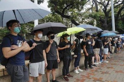 Protestas estudiantiles en Hong Kong.-AP