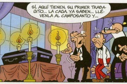 Viñeta de 'Sueldecitos más bien bajitos', el nuevo álbum de Mortadelo y Filemón de Francisco Ibáñez.-EL PERIÓDICO