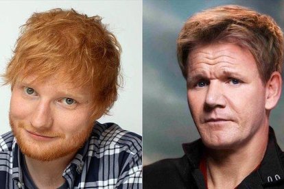 El chef Gordon Ramsay y Ed Sheeran.-