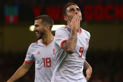 Alcacer ayer celebrando un gol ante Gales-