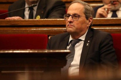 El ’president’ de la Generalitat, Quim Torra, en el hemiciclo del Parlament.-EUROPA PRESS (EUROPA PRESS)