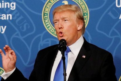 El presidente de los EEUU, Donald Trumps, durante un acto en Washington-/ CARLOS BARRIA (REUTERS)