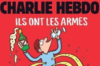 Portada de la revista satírica Charlie Hebdo que se publicará este viernes. En ella se puede leer el lema: "Ellos tienen armas. Que se jodan, nosotros tenemos champán" junto a un dibujo realizado por la dibujante Coco.-HO / AFP