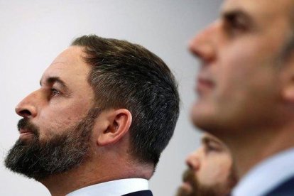 El presidente de Vox, Santiago Abascal, y el secretario general, Javier Ortega Smith.-EFE