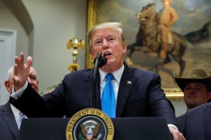 El presidente Donald Trump, durante la presentación del programa de ayuda a los agricultores de los EEUU.-REUTERS