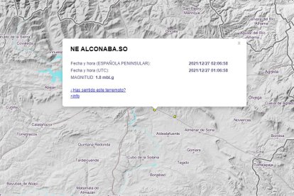 Información del ultimo terremoto acaecido en este año y que suma al menos 21 seísmos en la provincia de Soria. HDS