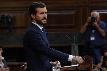 Pablo Casado, hoy en el hemiciclo del Congreso.-DAVID CASTRO